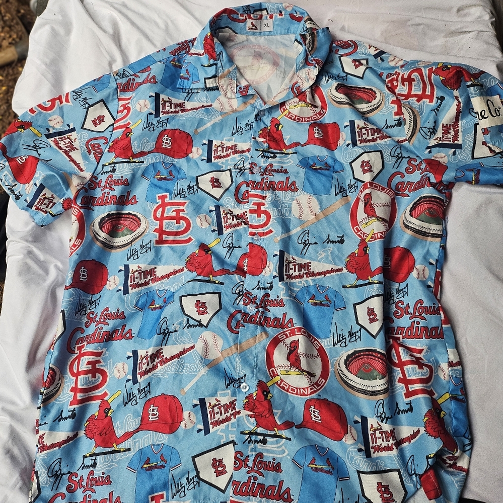 St. Louis Cardinals SGA Stadium Give Away Shane Co Blue MLB Hawaian Shirt  XL